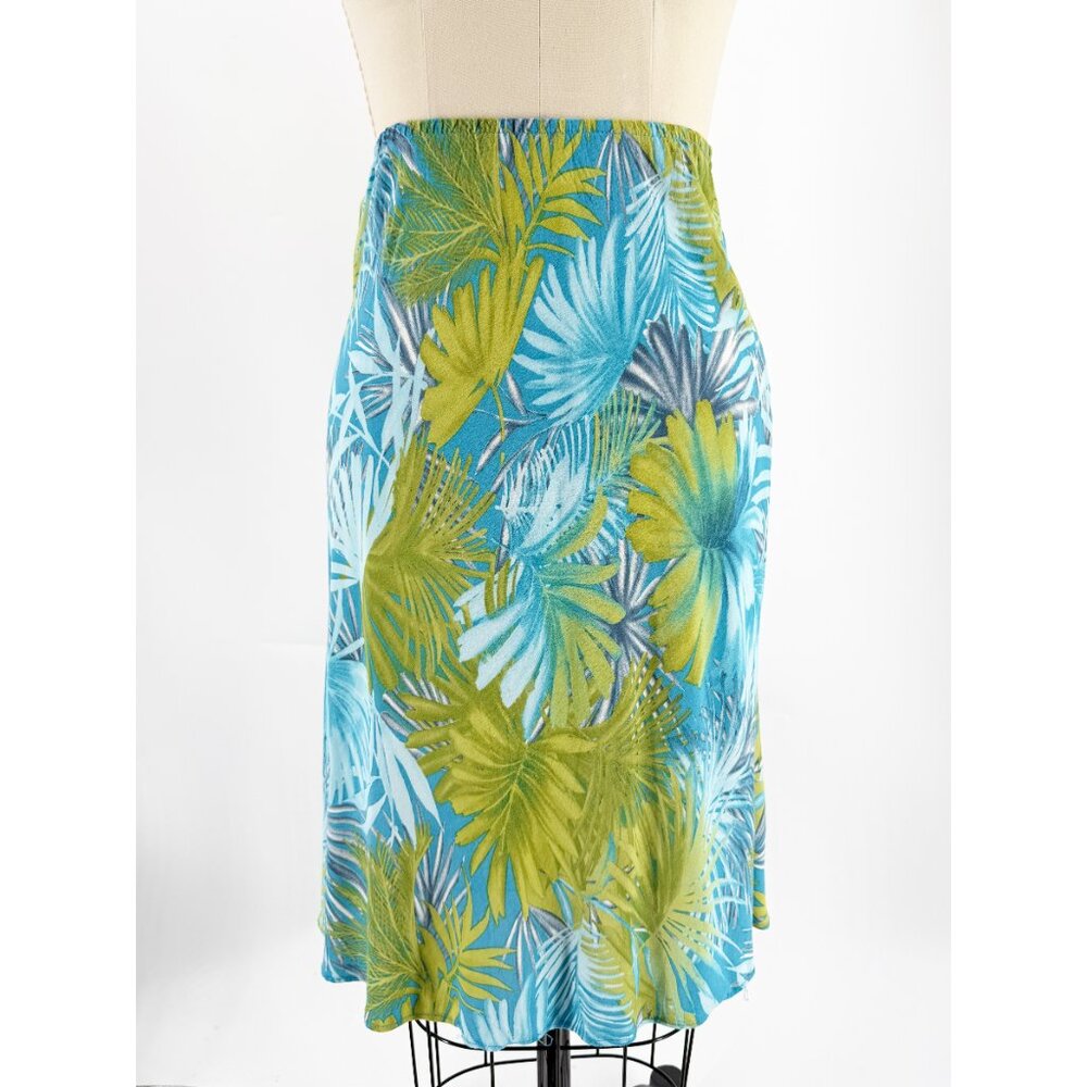 CLIO Petites Vtg 90s Palm Leaf Print Slip Skirt PM